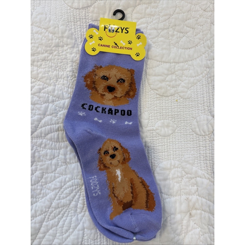 Foozy's Canine Collection Cockapoo Socks Women SZ 9-11 Purple Poly Blend New